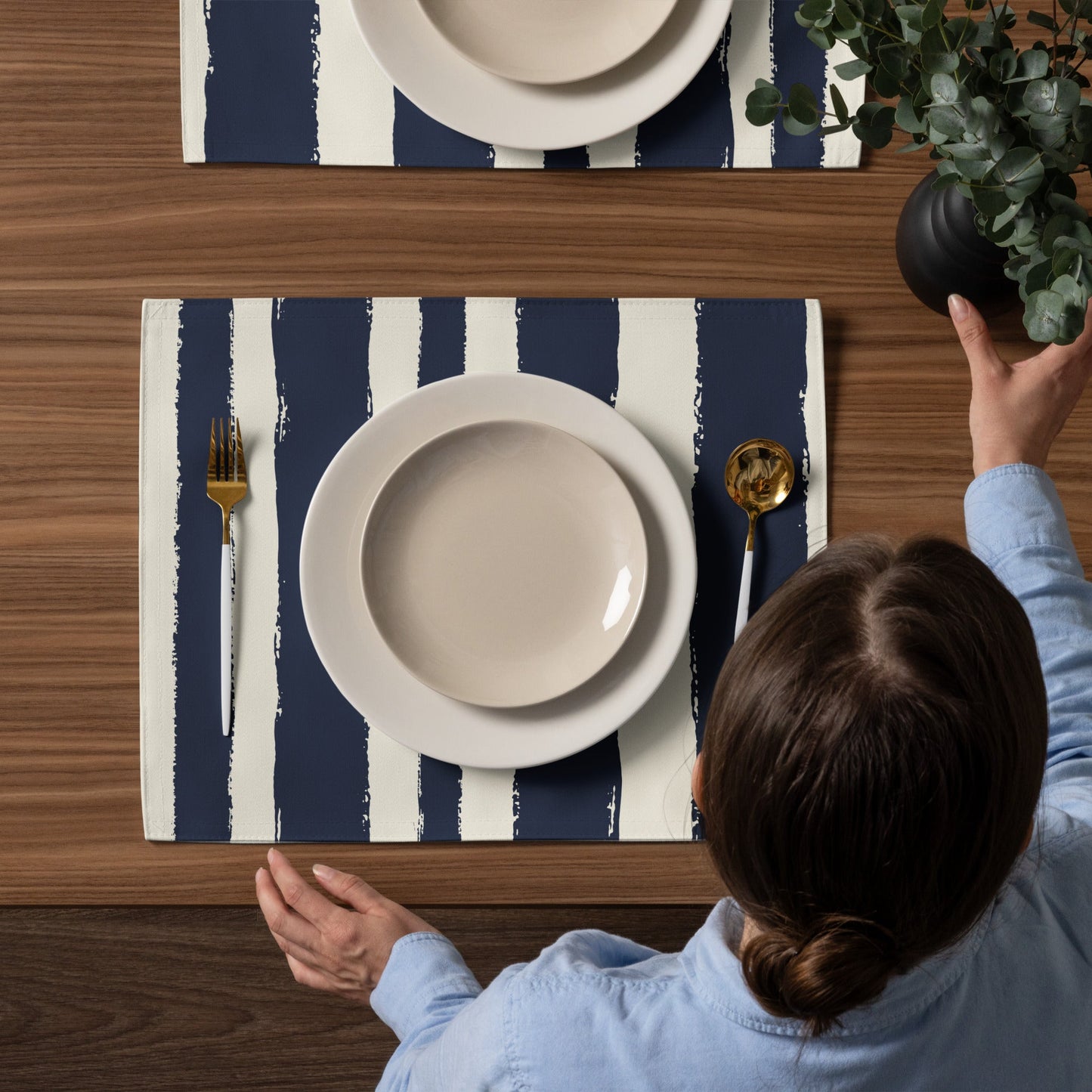 Placemat Set with Hand-painted Brush Stroke Print, CABS-1273