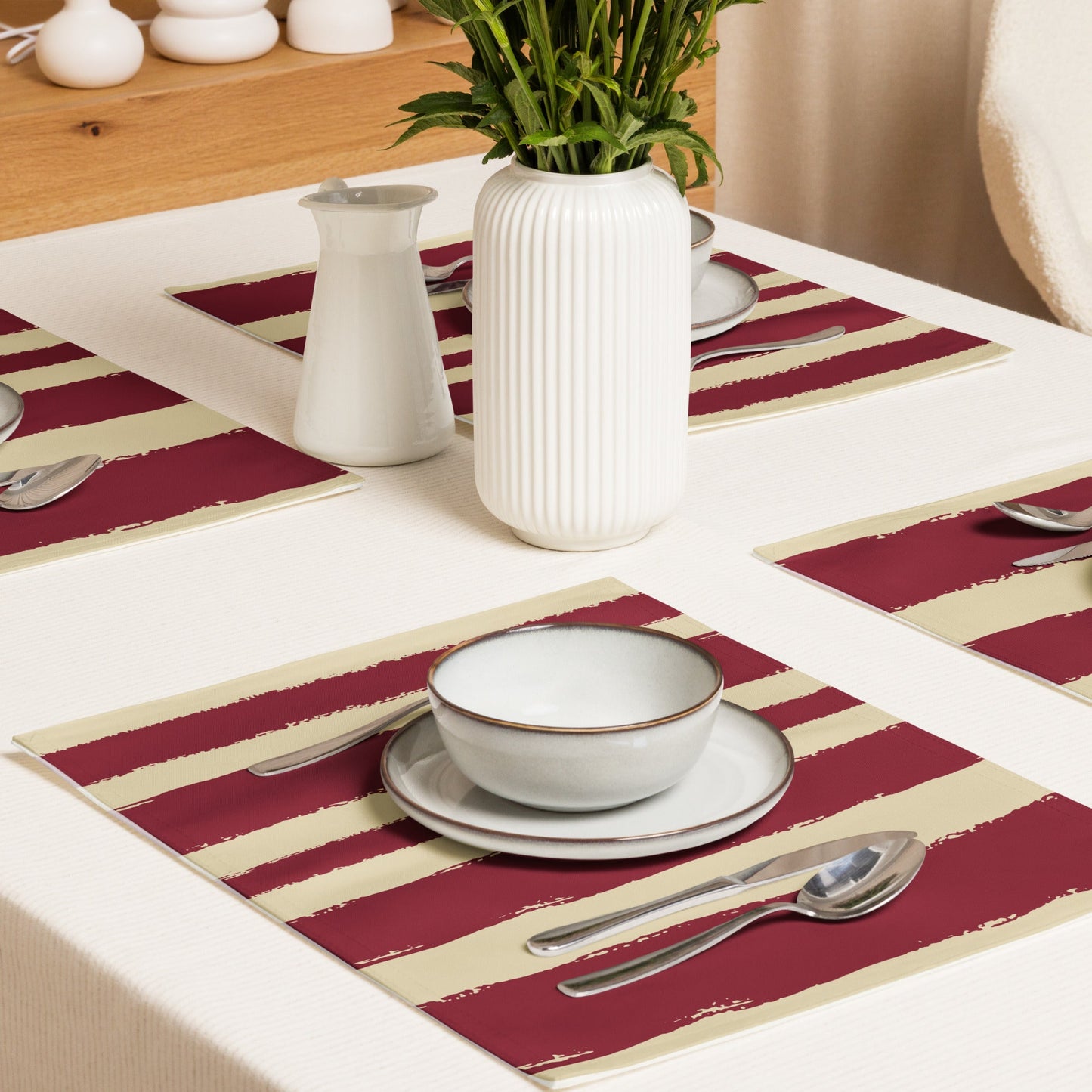 Placemat Set with Hand-painted Brush Stroke Print, CABS-1284