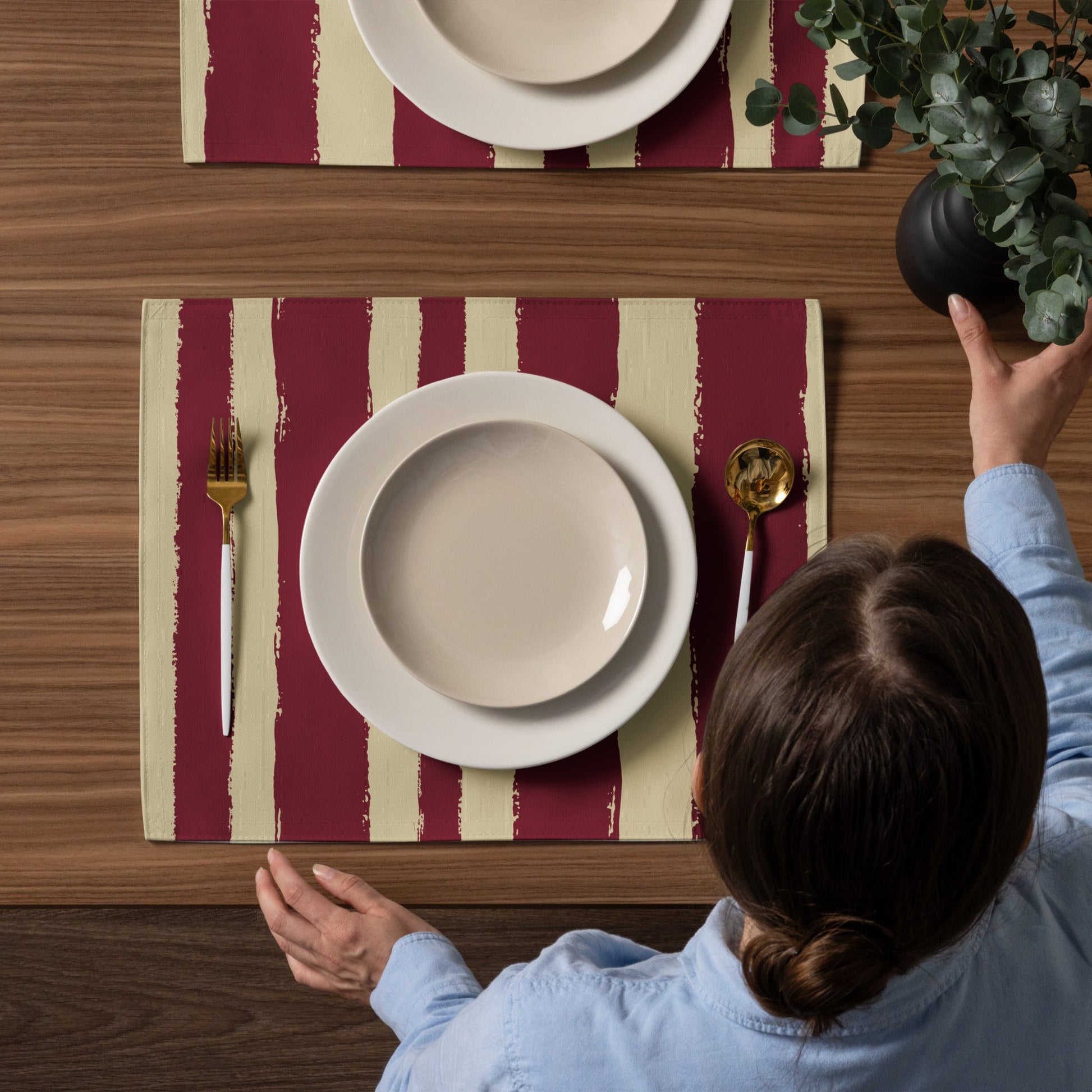Placemat Set with Hand-painted Brush Stroke Print, CABS-1284