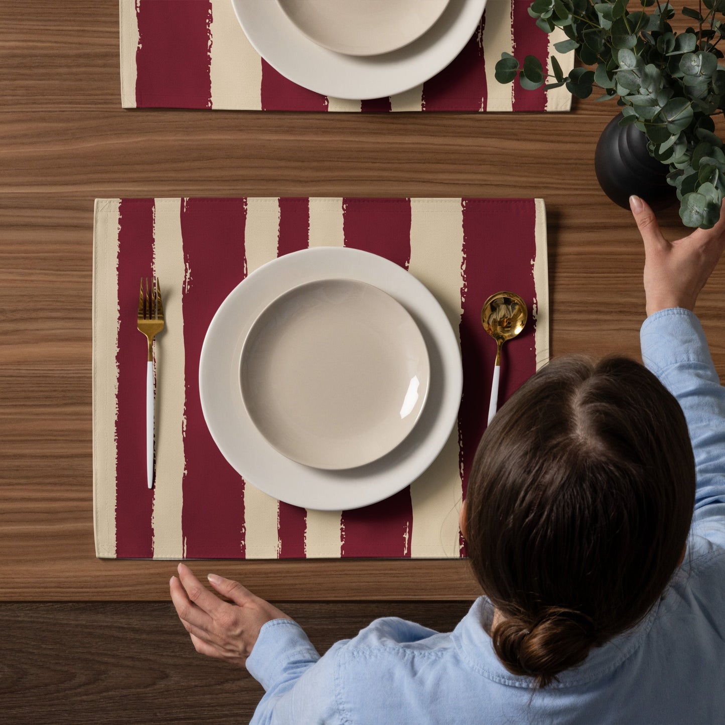 Placemat Set with Hand-painted Brush Stroke Print, CABS-1285