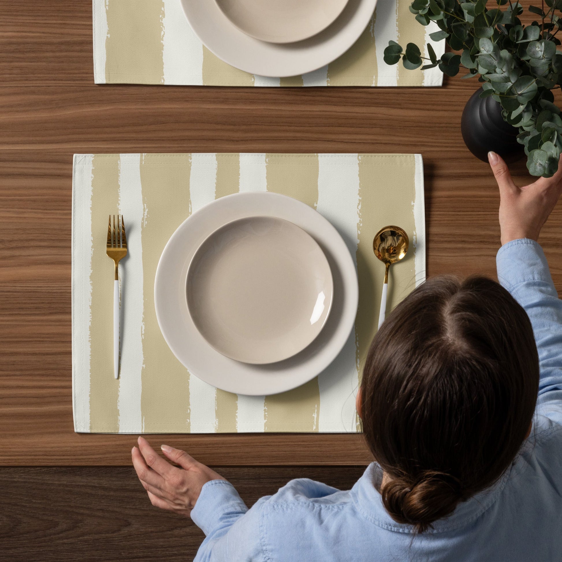 Placemat Set with Hand-painted Brush Stroke Print, CABS-1371