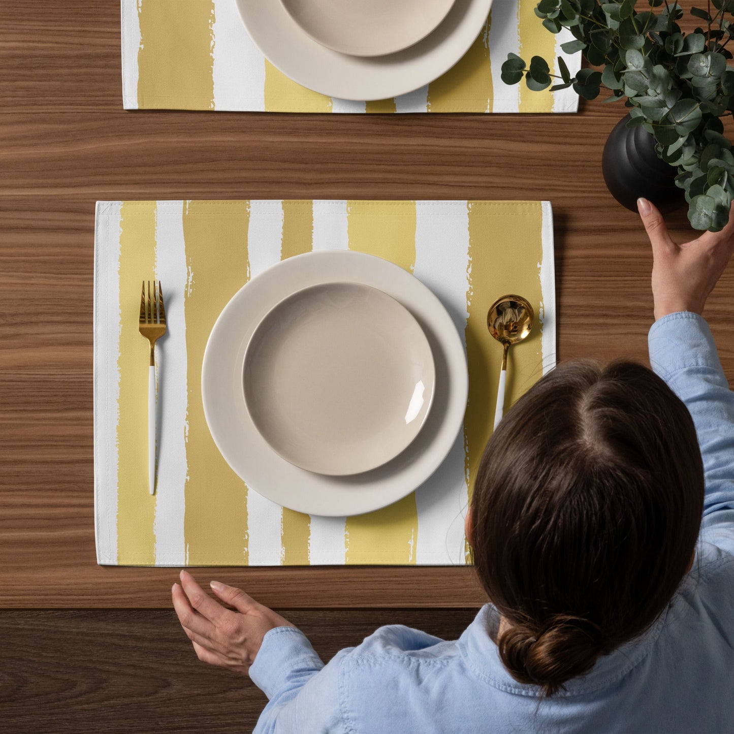 Placemat Set with Hand-painted Brush Stroke Print, CABS-1381