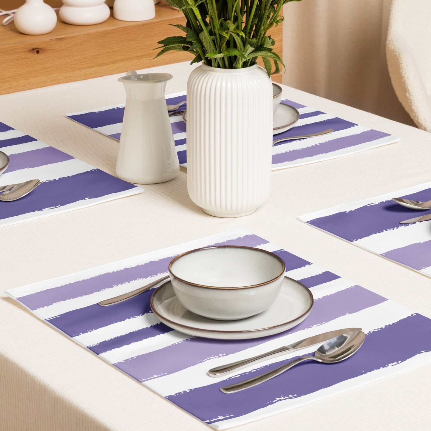 Placemat Set with Hand-painted Brush Stroke Print, CABS-1382
