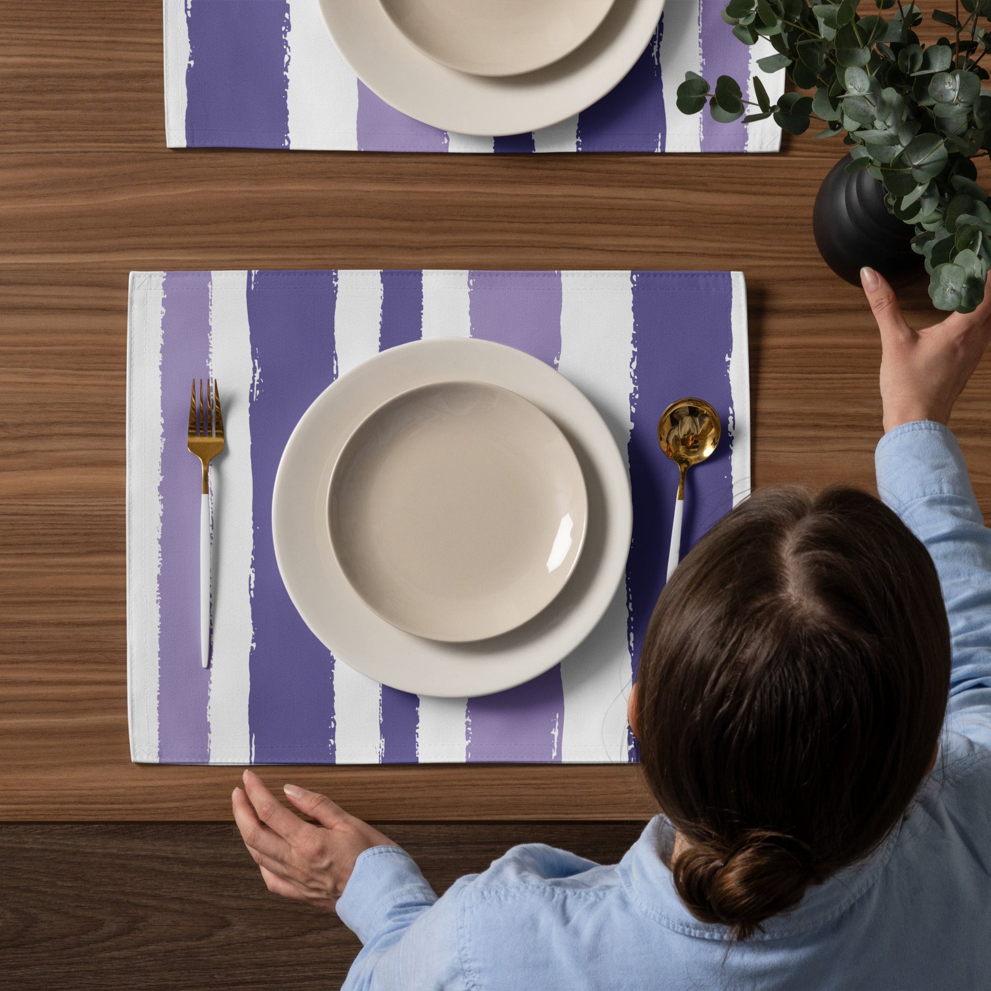 Placemat Set with Hand-painted Brush Stroke Print, CABS-1382