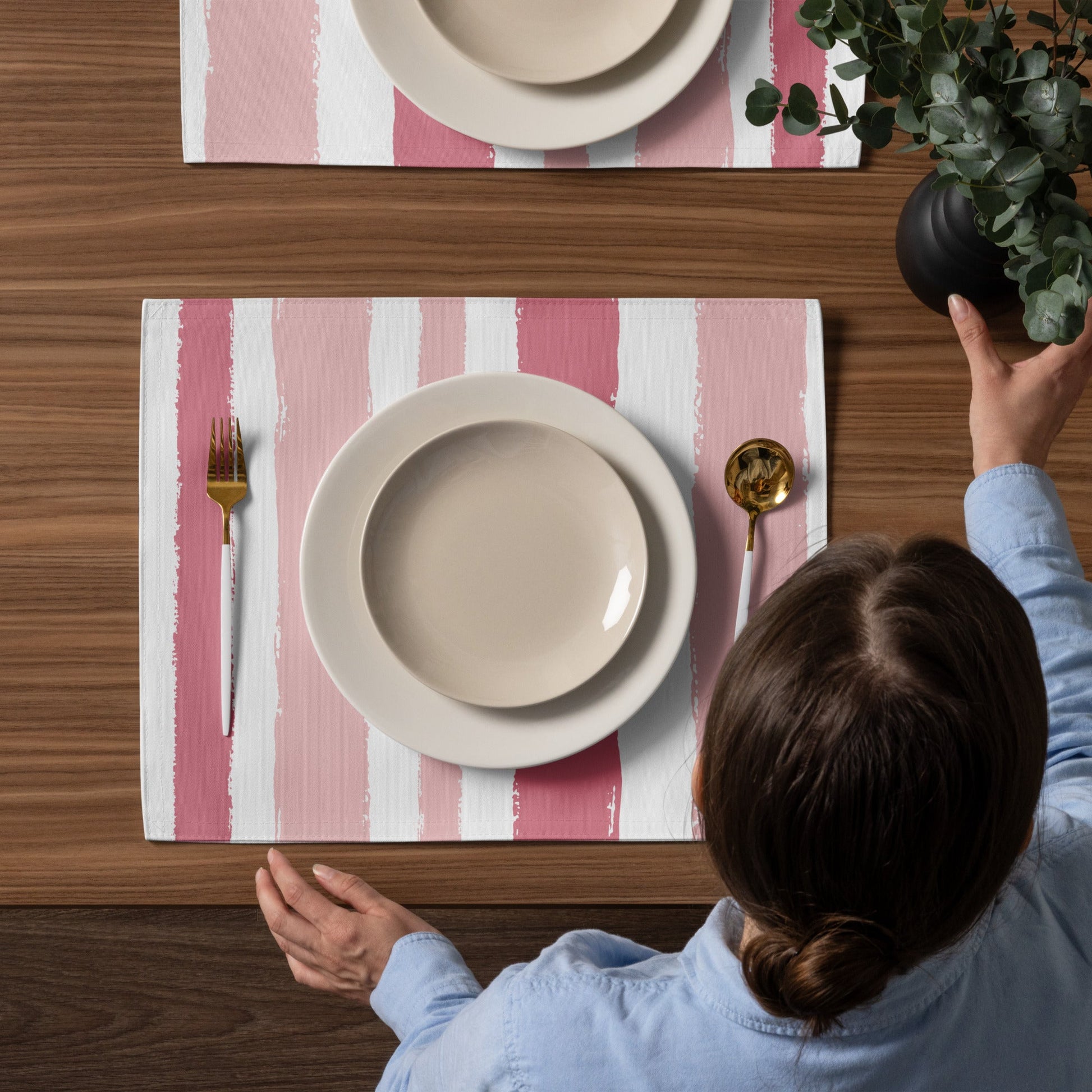 Placemat Set with Hand-painted Brush Stroke Print, CABS-1383