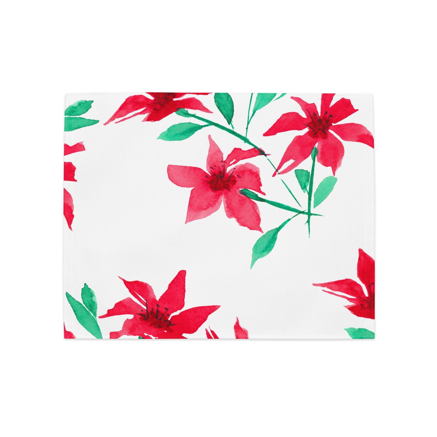 Red Floral Ceramic Mug & Polyester Placemat 8-Pc Bundle (Service for 4) | CABF-CM-1334
