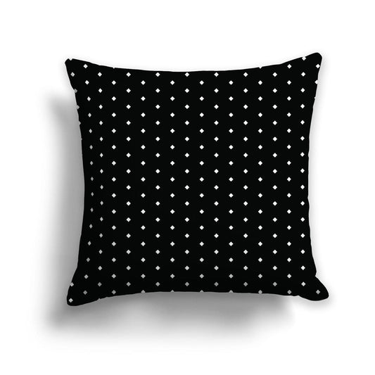 Black Cotton Canvas Cushion Covers with Fine Off-White Diamonds on Front, CACU-CC-1010-112, 56 x 56 cm, 22 x 22 inches