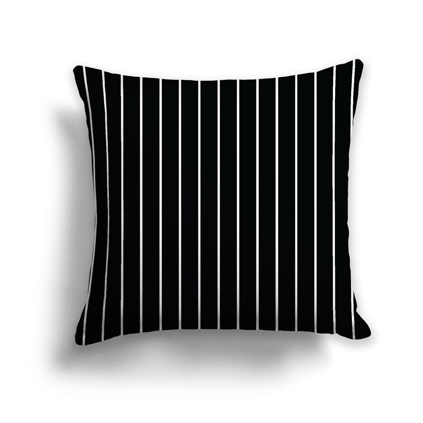Black Cotton Canvas Cushion Covers with Fine Off-White Stripes on Front, CACU-CC-1010-152, 56 x 56 cm, 22 x 22 inches