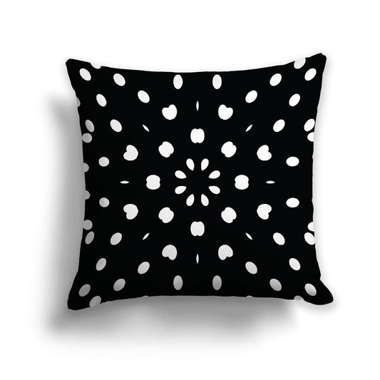 Black Cotton Canvas Cushion Covers with Off-White Burst Pattern on Front, CACU-CC-1010-232, 56 x 56 cm, 22 x 22 inches