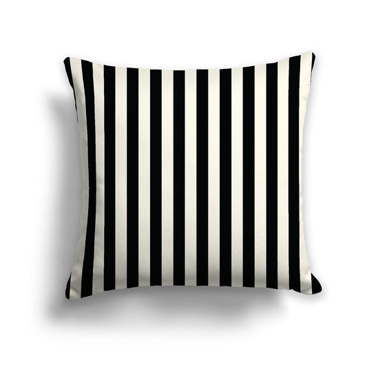 Pale Cream Cotton Canvas Cushion Covers with Black Bars on Front, CACU-CC-1013-051, 56 x 56 cm, 22 x 22 inches