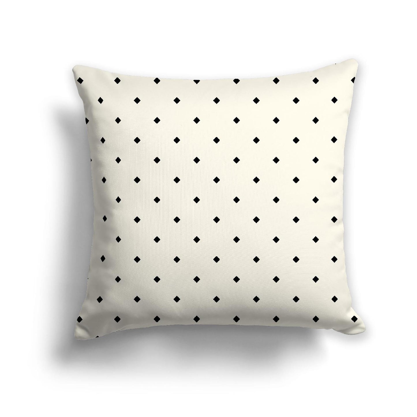 Pale Cream Cotton Canvas Cushion Covers with Black Diamonds on Front, CACU-CC-1013-101, 56 x 56 cm, 22 x 22 inches
