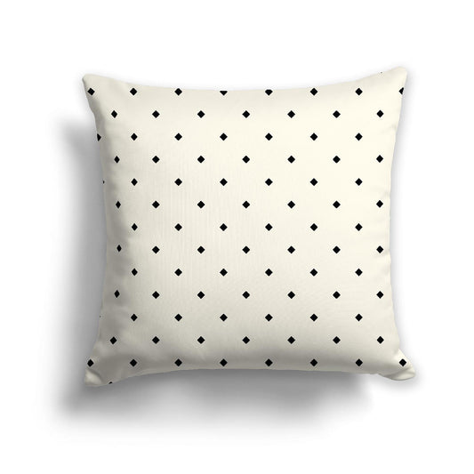 Pale Cream Cotton Canvas Cushion Covers with Black Diamonds on Front, CACU-CC-1013-101, 56 x 56 cm, 22 x 22 inches