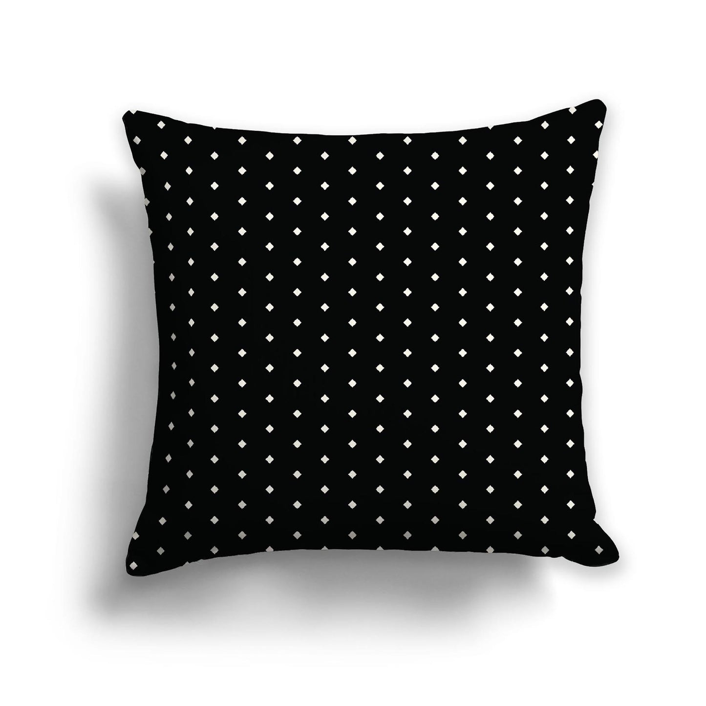 Black Cotton Canvas Cushion Covers with Fine Pale Cream Diamonds on Front, CACU-CC-1013-112, 56 x 56 cm, 22 x 22 inches