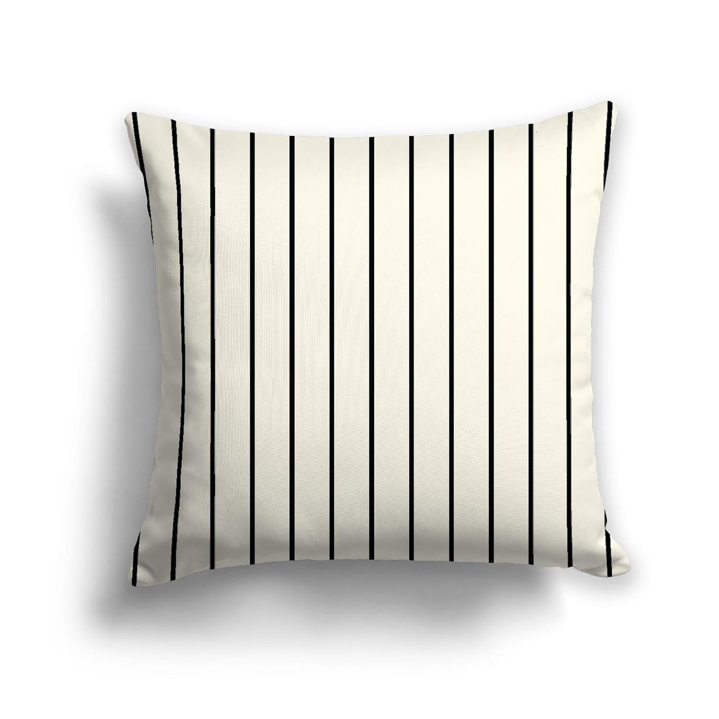 Pale Cream Cotton Canvas Cushion Covers with Fine Black Stripes on Front, CACU-CC-1013-151, 56 x 56 cm, 22 x 22 inches