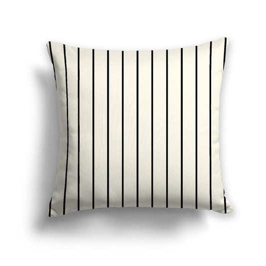 Pale Cream Cotton Canvas Cushion Covers with Fine Black Stripes on Front, CACU-CC-1013-151, 56 x 56 cm, 22 x 22 inches