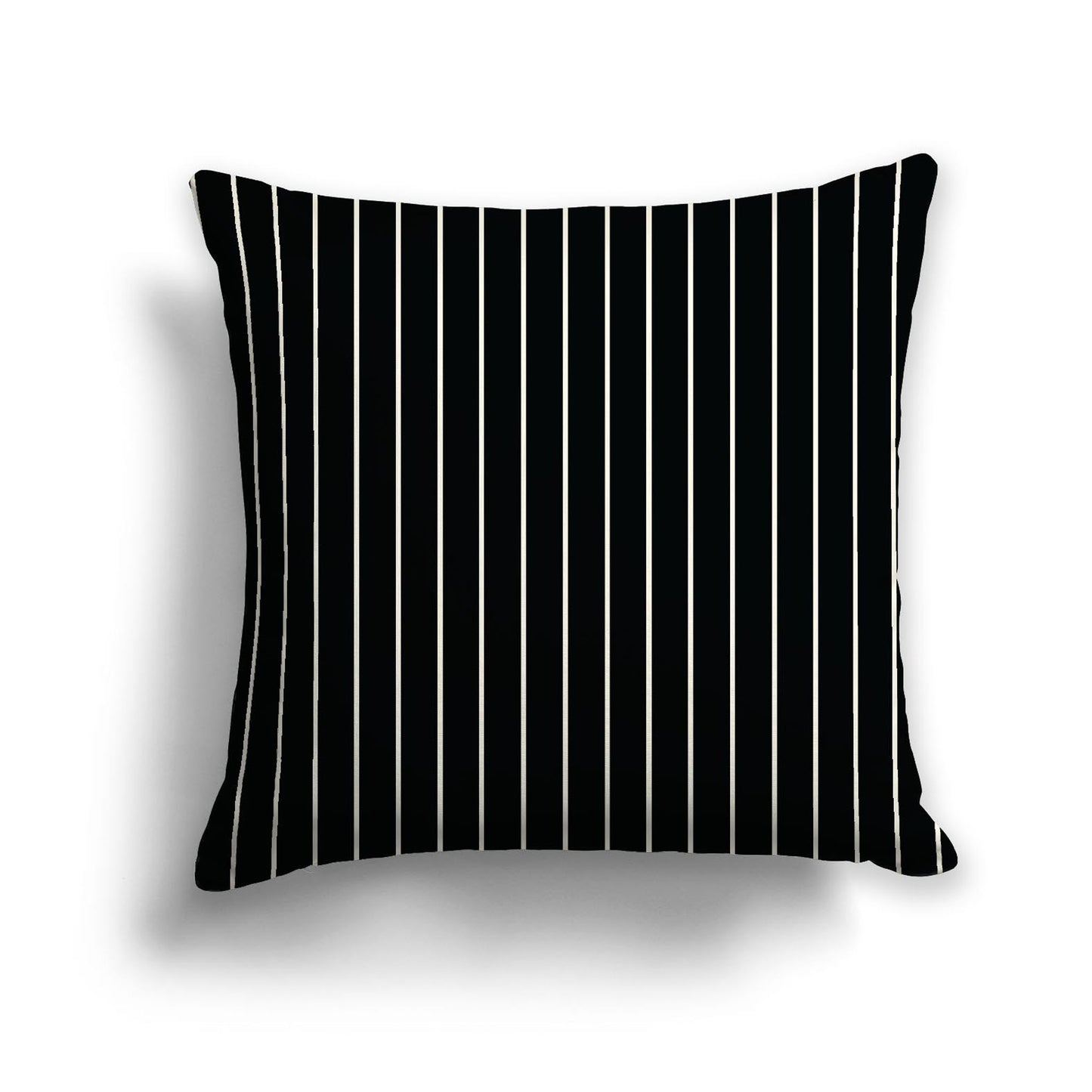 Black Cotton Canvas Cushion Covers with Fine Pale Cream Stripes on Front, CACU-CC-1013-152, 56 x 56 cm, 22 x 22 inches