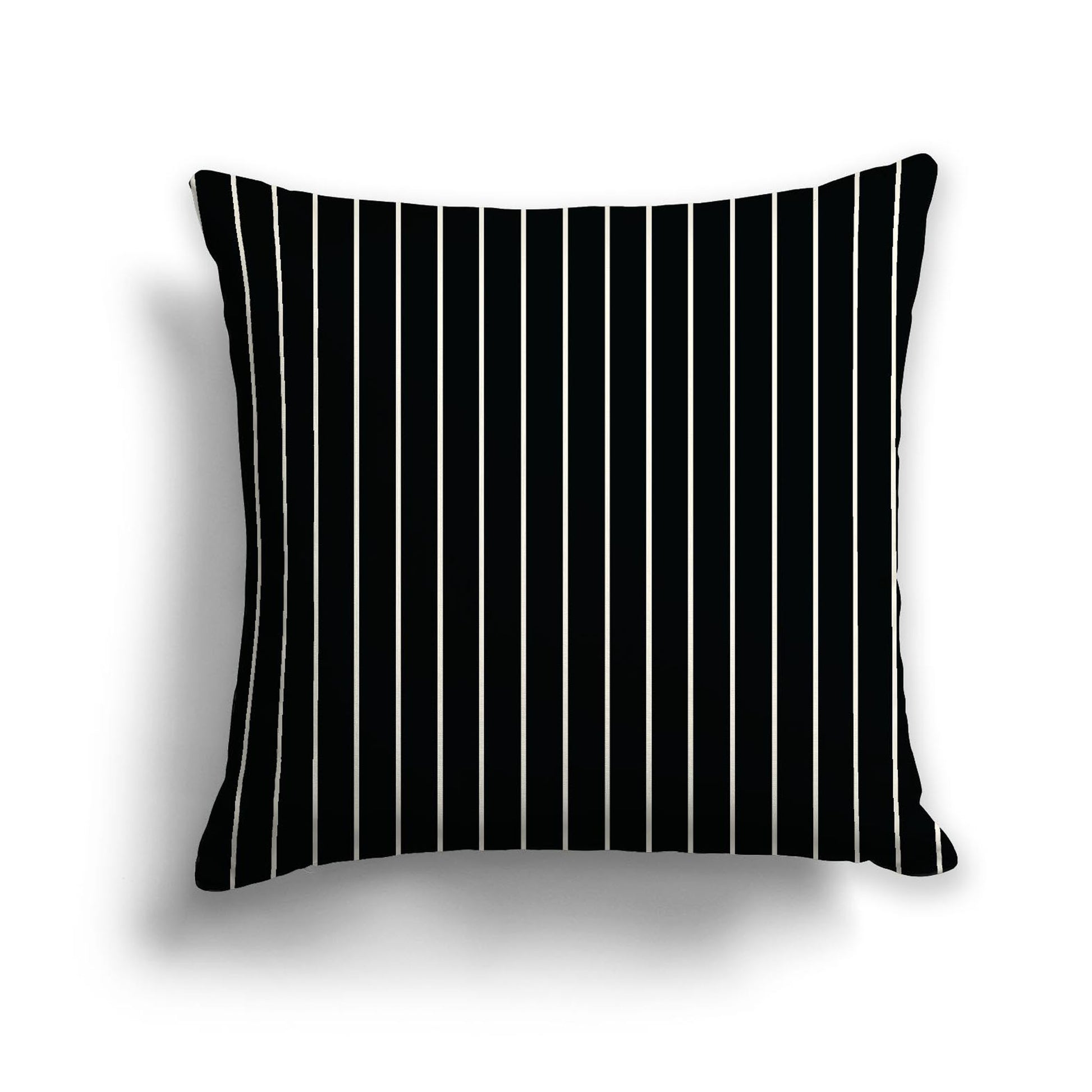 Black Cotton Canvas Cushion Covers with Fine Pale Cream Stripes on Front, CACU-CC-1013-152, 56 x 56 cm, 22 x 22 inches