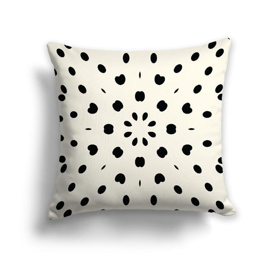 Pale Cream Cotton Canvas Cushion Covers with Black Burst Pattern on Front, CACU-CC-1013-231, 56 x 56 cm, 22 x 22 inches