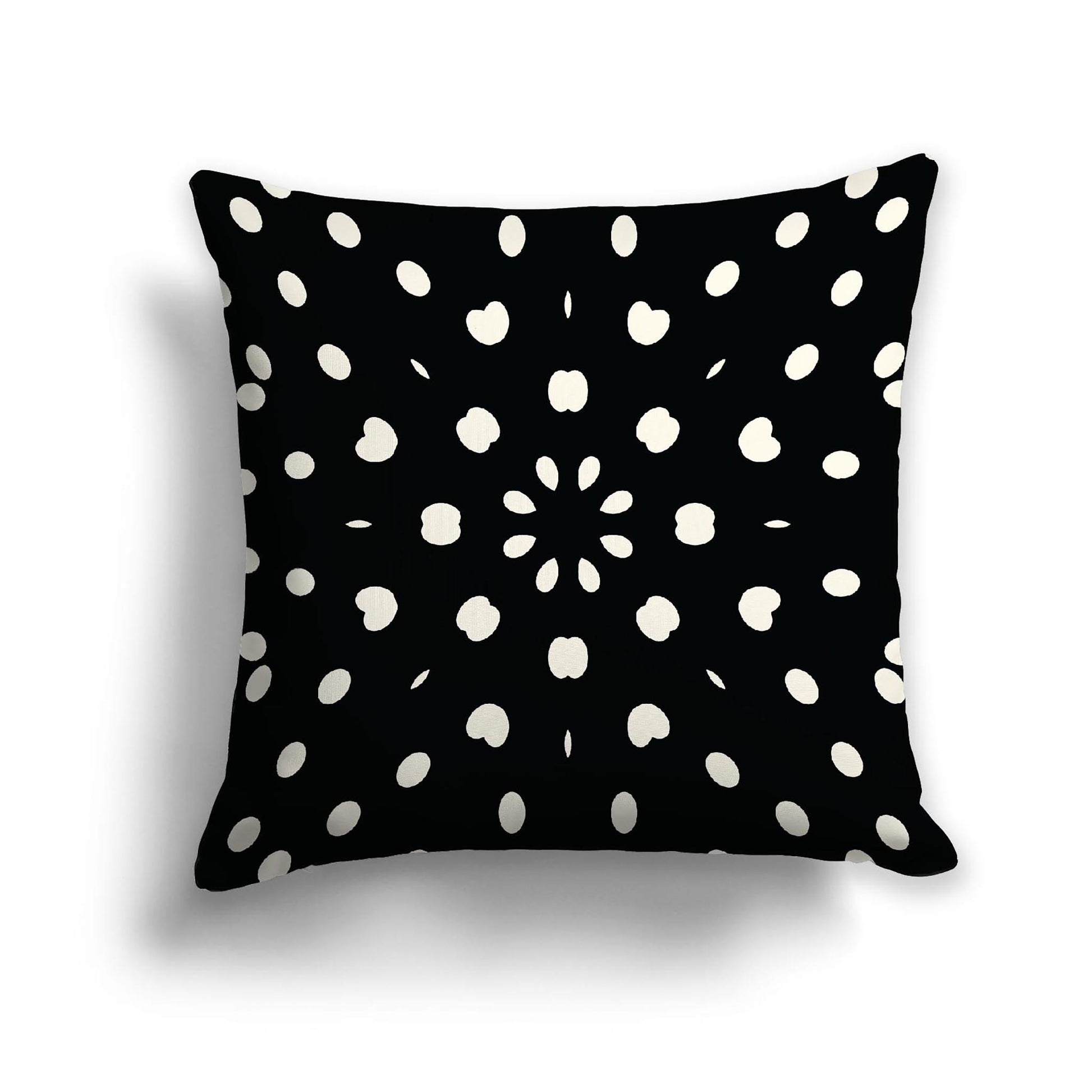Black Cotton Canvas Cushion Covers with Pale Cream Burst Pattern on Front, CACU-CC-1013-232, 56 x 56 cm, 22 x 22 inches