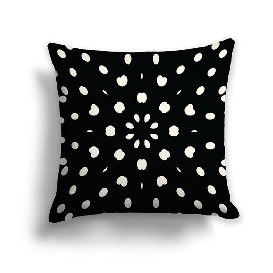 Black Cotton Canvas Cushion Covers with Pale Cream Burst Pattern on Front, CACU-CC-1013-232, 56 x 56 cm, 22 x 22 inches