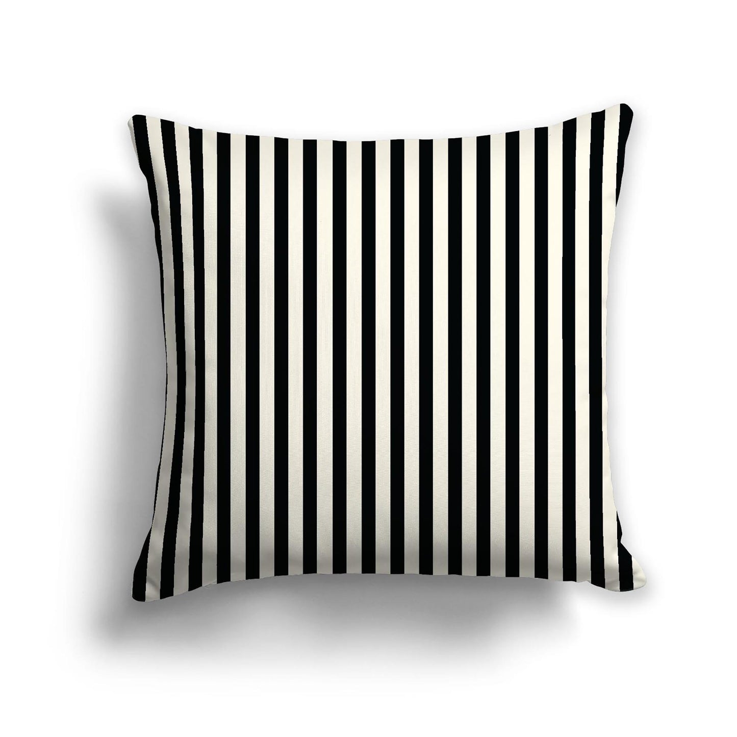 Pale Cream Cotton Canvas Cushion Covers with Thin Black Bars on Front, CACU-CC-1013-241, 56 x 56 cm, 22 x 22 inches