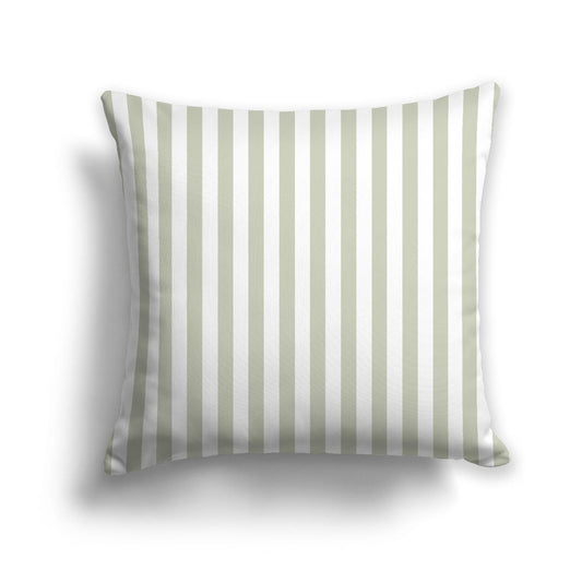 Off-White Cotton Canvas Cushion Covers with Pale Green Bars on Front, CACU-CC-1241-051, 56 x 56 cm, 22 x 22 inches