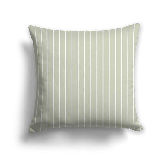 Pale Green Cotton Canvas Cushion Covers with Fine Off-White Stripes on Front, CACU-CC-1241-152, 56 x 56 cm, 22 x 22 inches