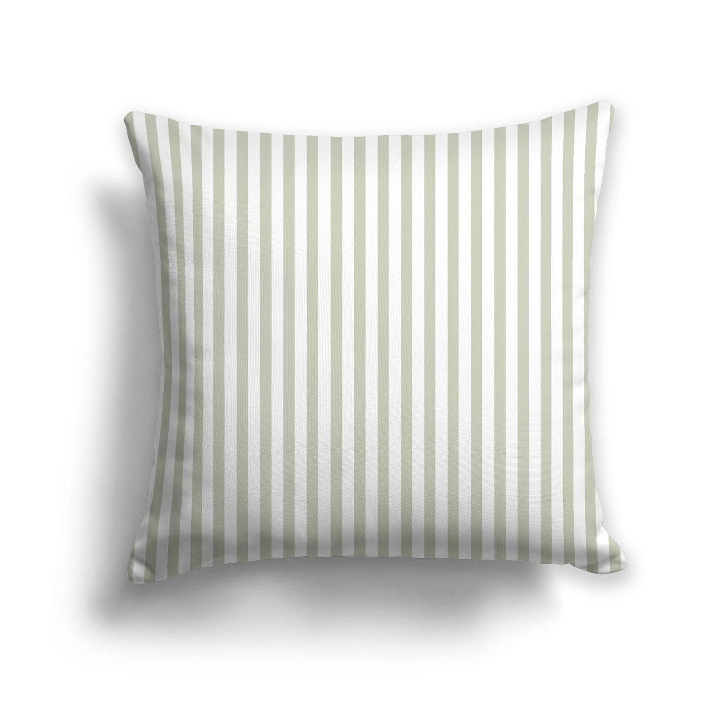 Off-White Cotton Canvas Cushion Covers with Thin Pale Green Bars on Front, CACU-CC-1241-241, 56 x 56 cm, 22 x 22 inches
