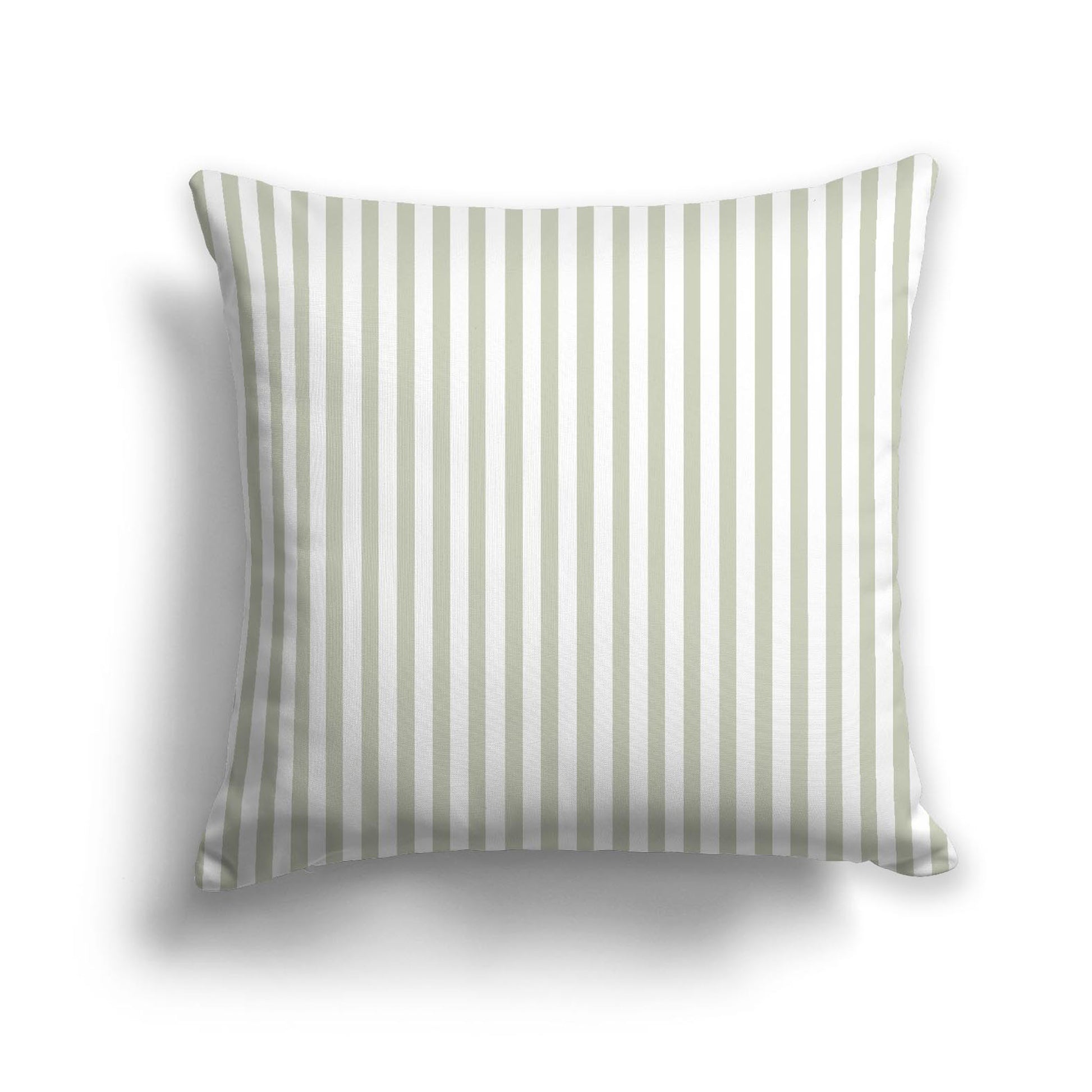 Off-White Cotton Canvas Cushion Covers with Thin Pale Green Bars on Front, CACU-CC-1241-241, 56 x 56 cm, 22 x 22 inches